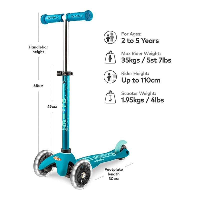 Micro Maxi Mini Deluxe Led Scooter Aqua