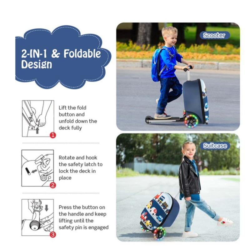 Costway 2 in 1 Foldable Scooter Bag with LED Wheels Car Design