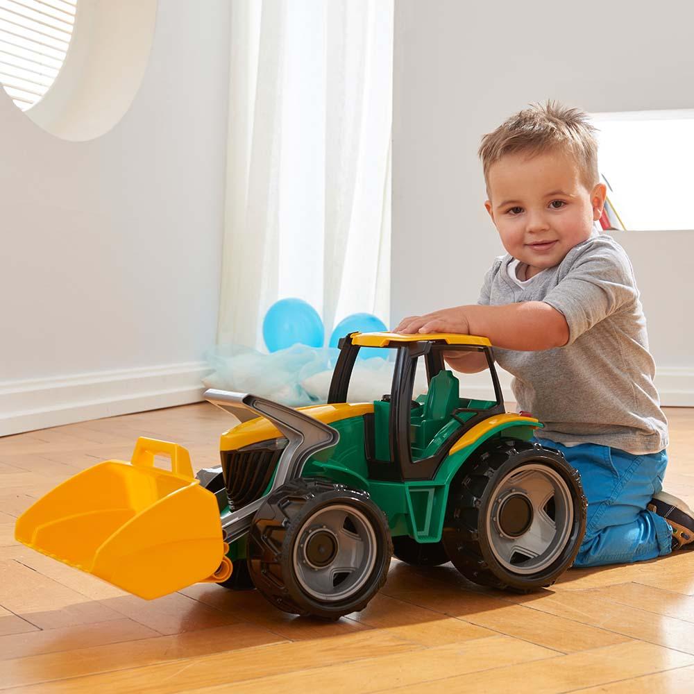 Lena Giga Trucks Tractor With Front Shovel Open Box - Green/Yellow