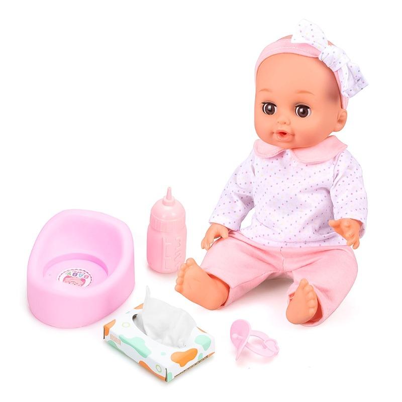 VDora Baby Doll with 4 Pieces Accessories white and Pink