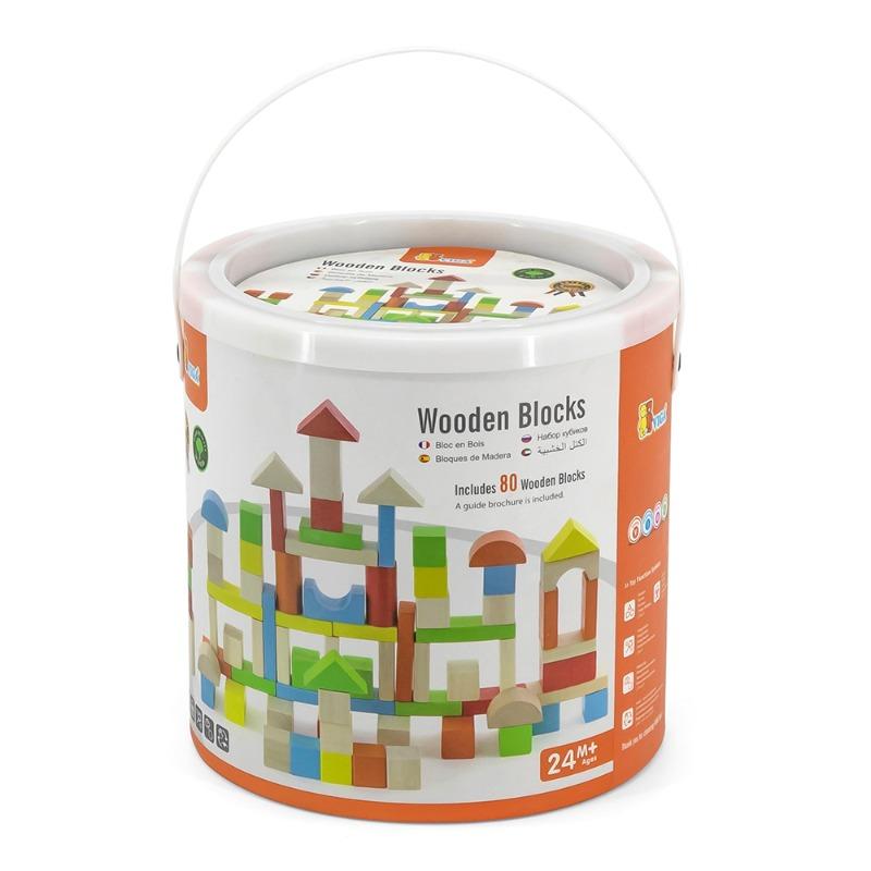 VIGA Wooden Blocks Playset - 80 Pcs