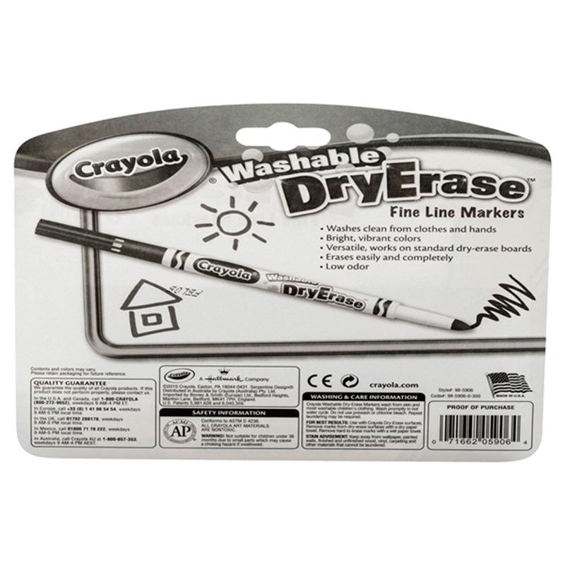 Crayola Dry Erase Fine Line Washable Markers 6 Ct