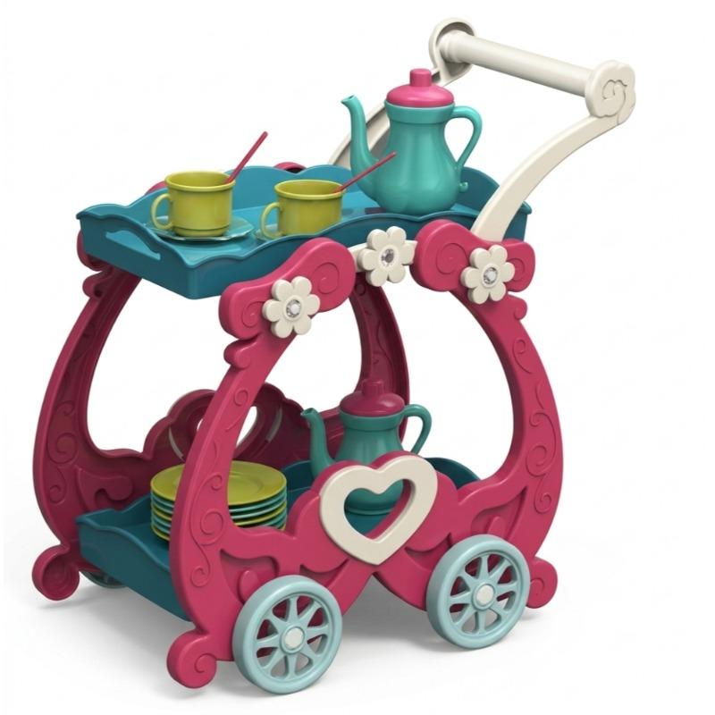 Kids Tea Meal Cart Fun Pretend Play Serving Set