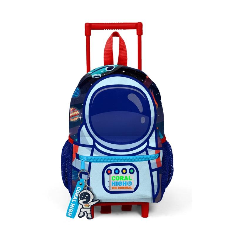 Tiny Nest Trolley Backpack with Astronaut Pattern in Saxe Blue