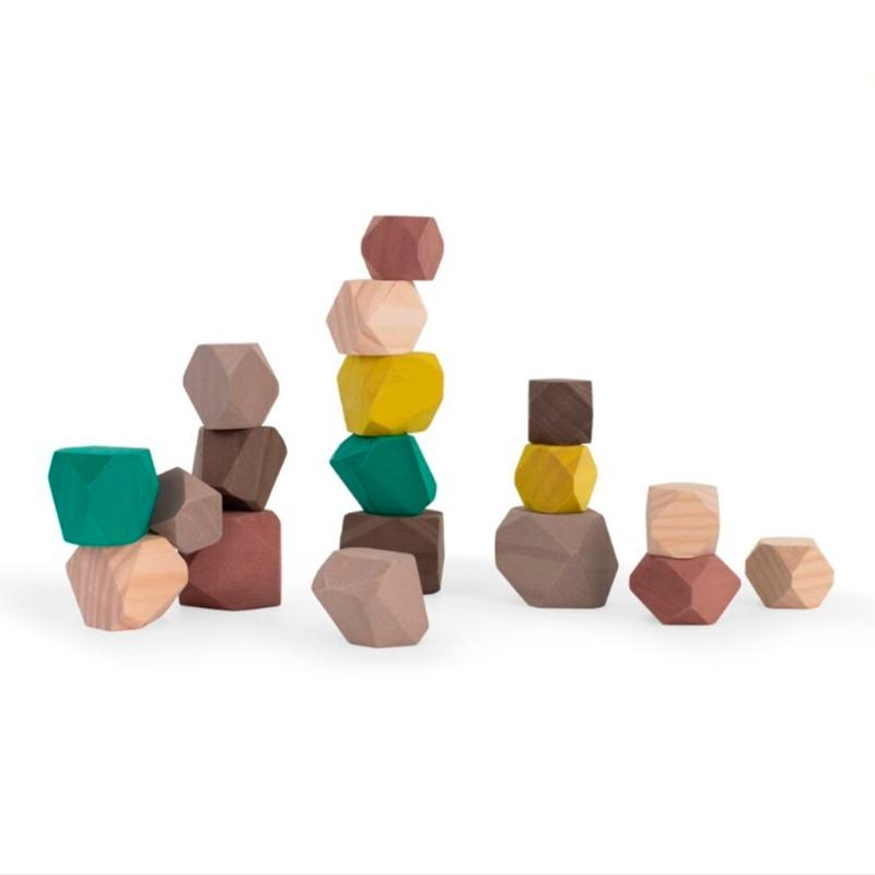 احجار التكديس الخشبية - 18 قطعة