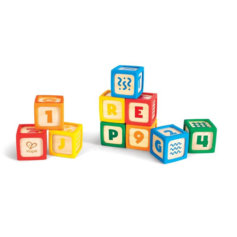 Hape - Grip-n-Stack Silicone And Wood Blocks