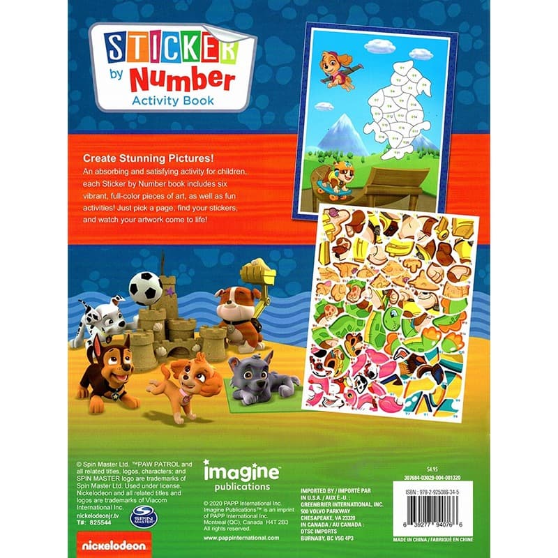 Paw Patrol Sticker By Number Activity Book
