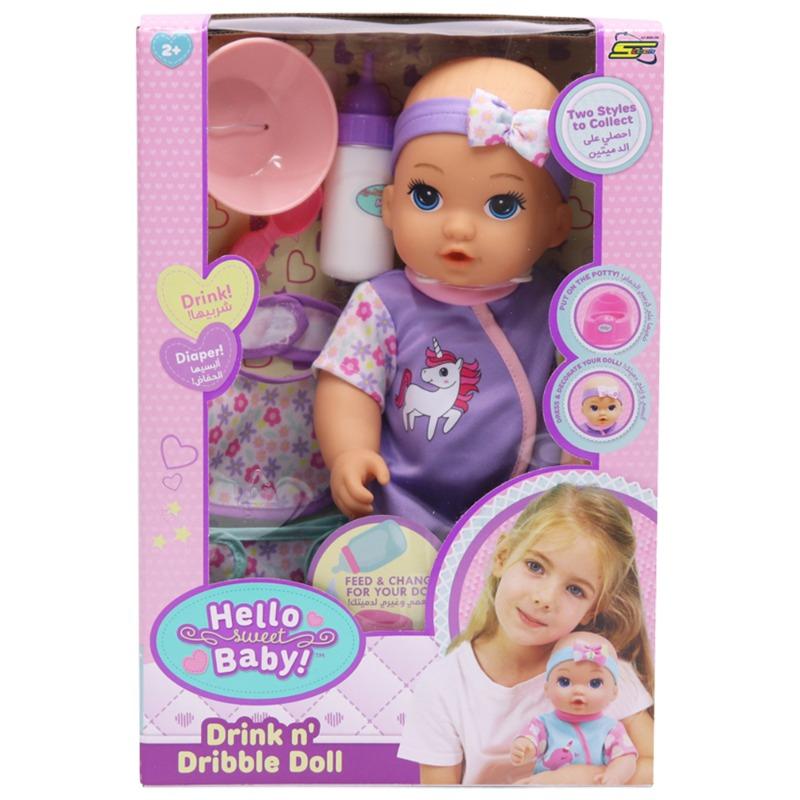 Hello Sweet Baby Drink N Dribble Doll 12 Inch Assorted