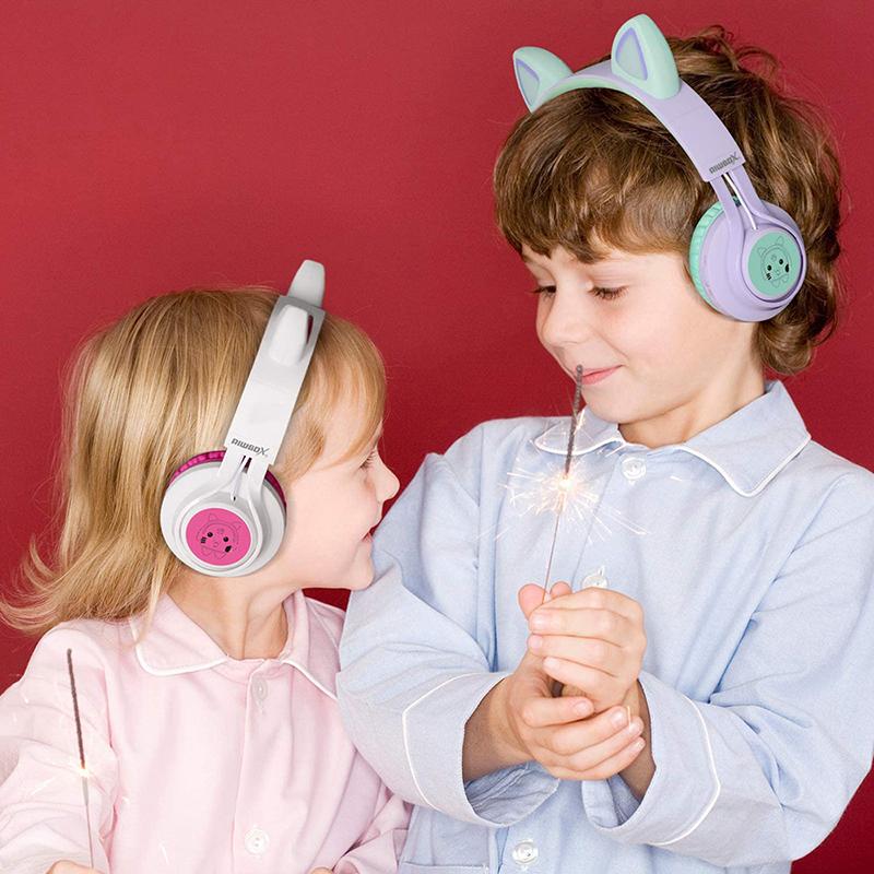 Riwbox Cat Ear Bluetooth Headphones - White Pink