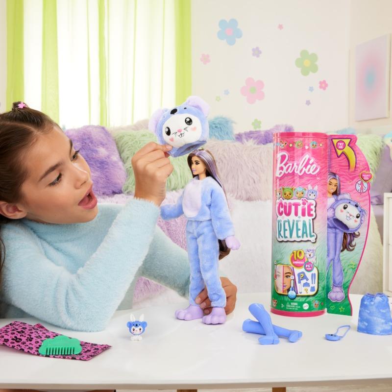 Barbie Cutie Reveal Doll with Stuffed Animal Outfit and 10 Surprises - Purple