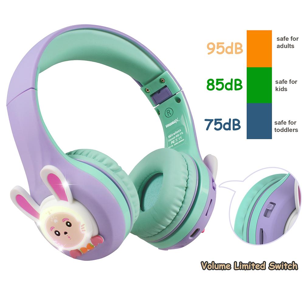 Riwbox Rabbit Bluetooth Headphones -Purple Green