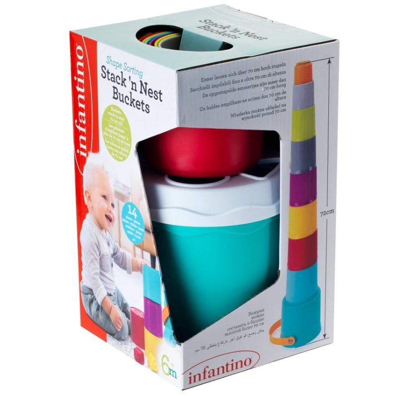 Infantino Shape Sorting Stack N Nest Buckets 10pcs