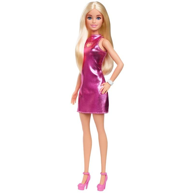 Barbie Fashionistas Doll with Blond Hair and Metallic Pink Minidress