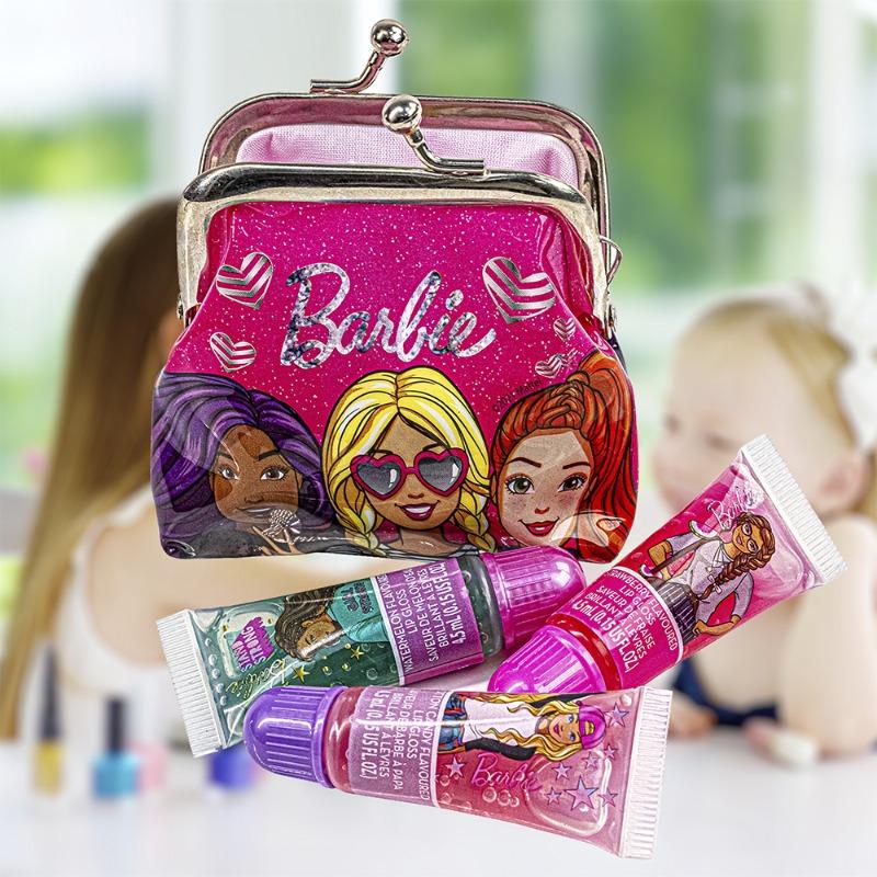 تاونلي جيرل - ملمع شفاه مع محفظة نقود معدنية بتصميم باربي 3 قطع