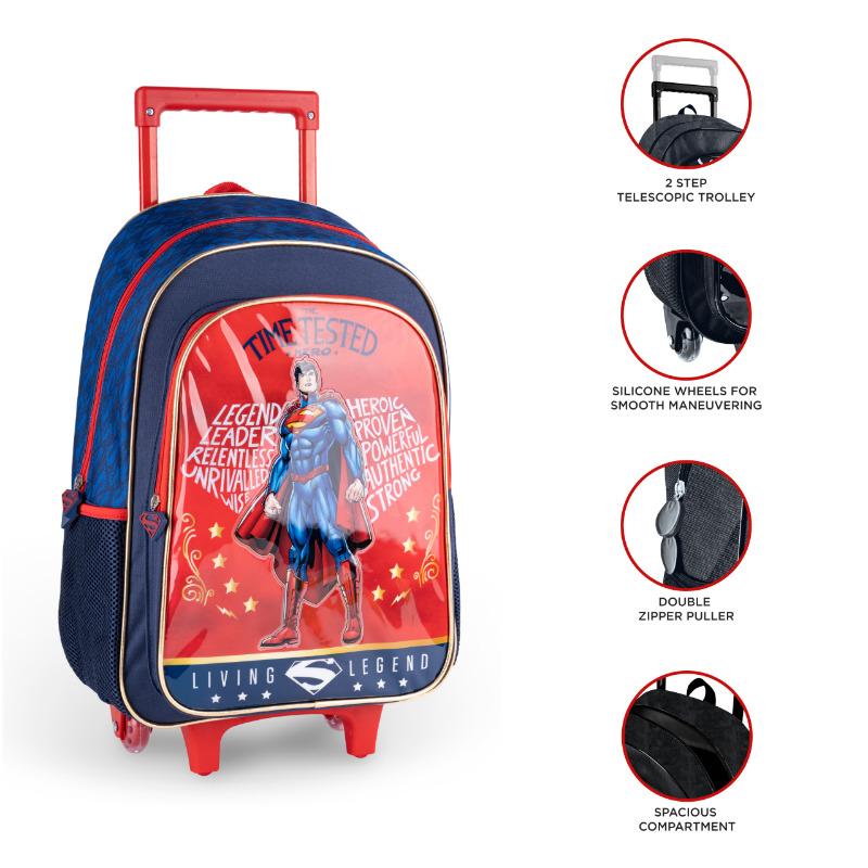 Warner Bros 5 in 1 Trolley School Bag Set - Superman Time Tested Hero