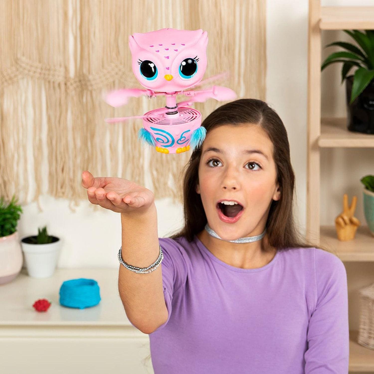 Owleez Flying Baby Owl Interactive Toy with Lights And Sounds - Pink