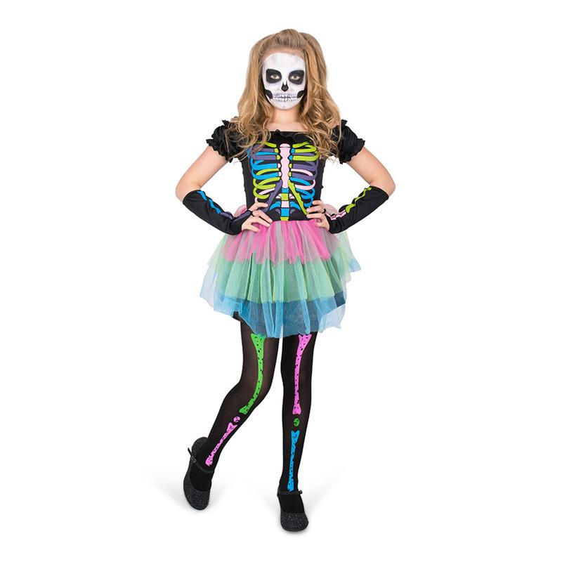 Mad Toys Neon Skeleton Tutu Dress Kids Halloween Costume - Large