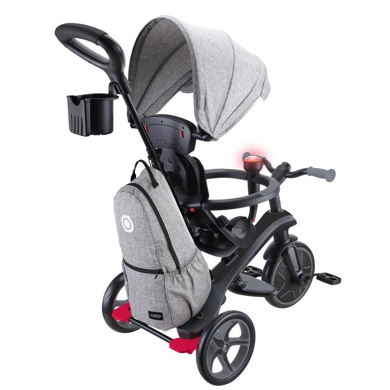 Globber Explorer Trike Deluxe 4-in-1 Convertible Kids Tricycle Grey