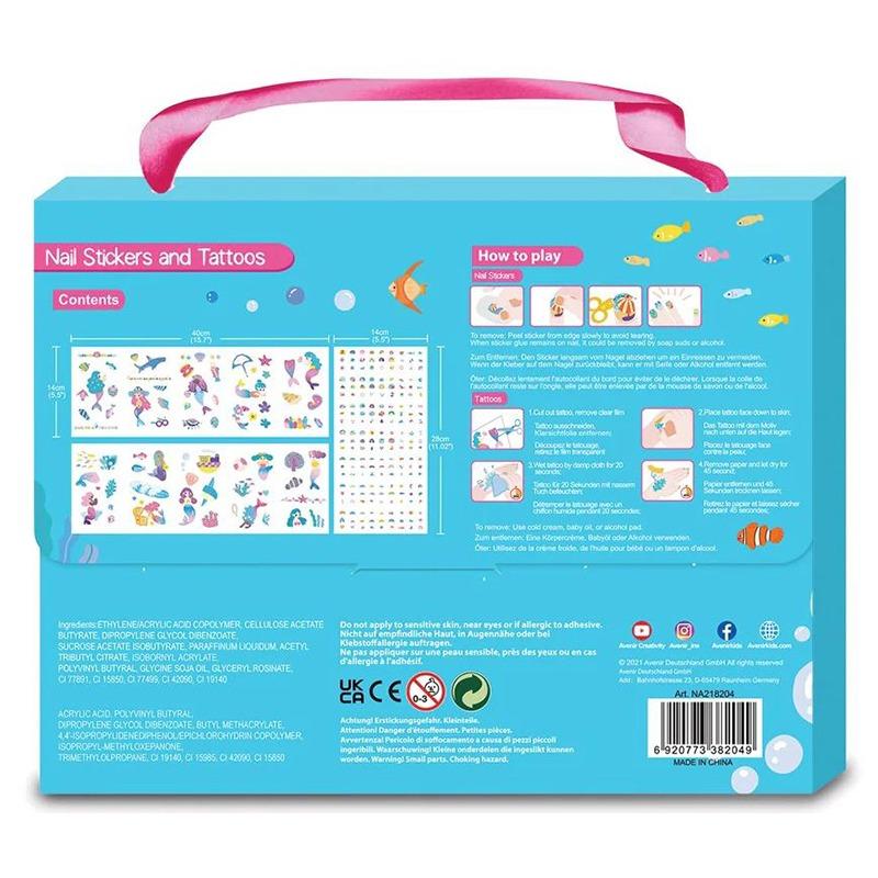 أفينير - مجموعة ملصقات التاتو وتزيين الأظافر بتصميم حورية البحر