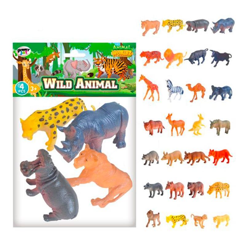 باور جوي - مجموعة حيوانات السفاري 4 بوصة 4 قطع