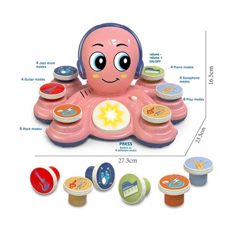 لعبة الاخطبوط التفاعلية الموسيقية لون وردي وأزرق