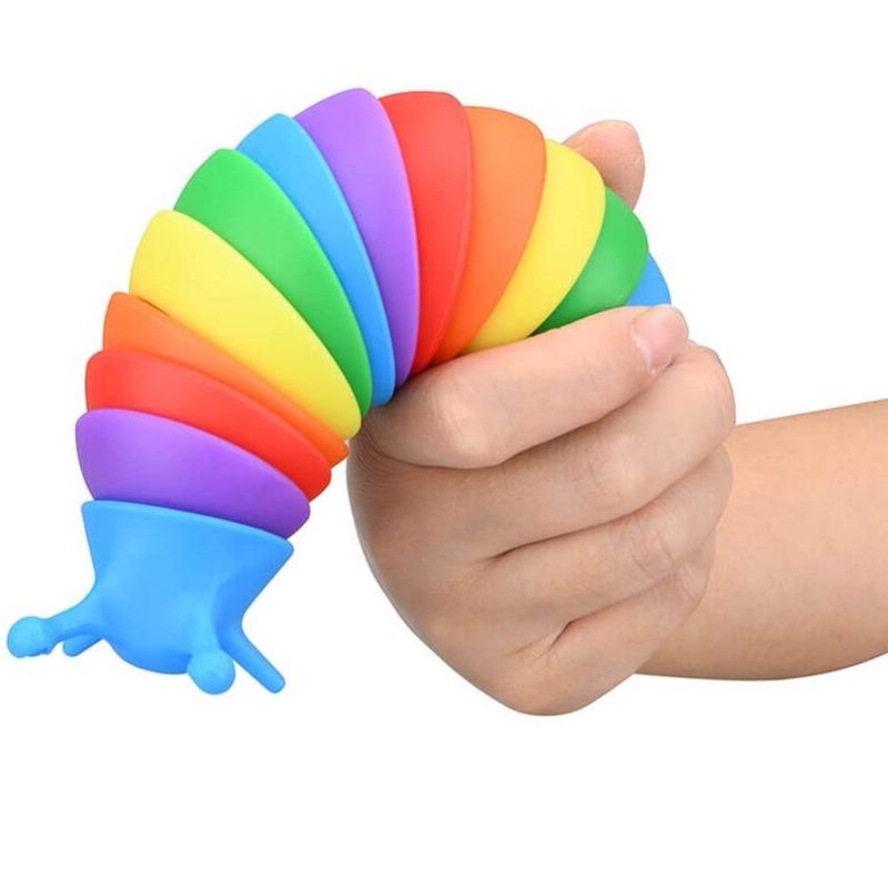 Rainbow Sluggie Duggie Click Clack Fidget Toy - Multicolor