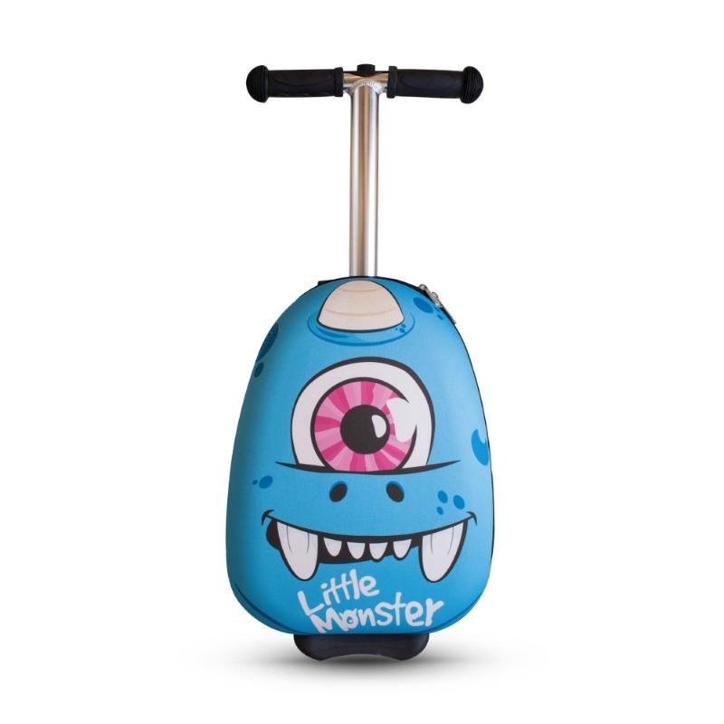 Hard Shell Backpack Scooter Suitcase Monster - Blue/Pink