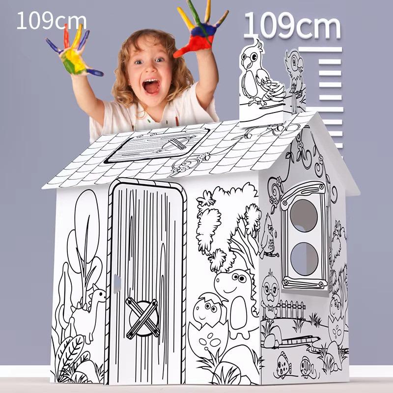 مجموعة تلوين الورق المقوى ثلاثي الأبعاد بتصميم منزل الغابة