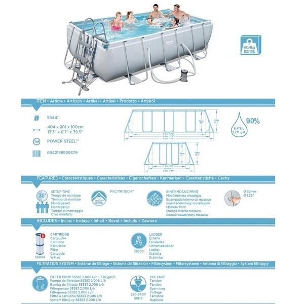 Bestway Power Steel Rectang Swimming Pool
