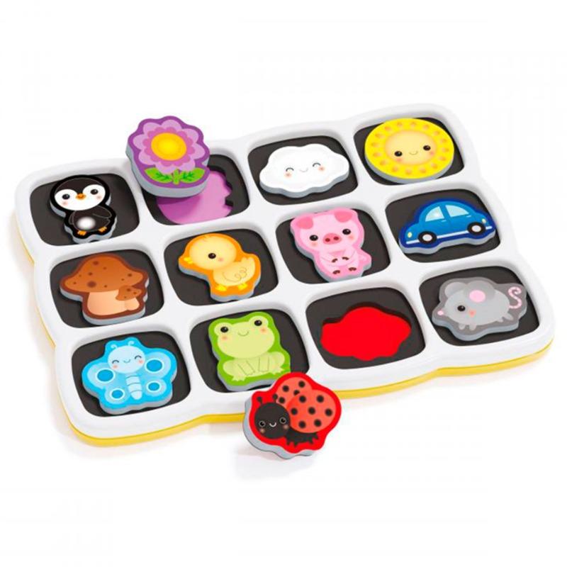 Quercetti Magnetic Puzzle Teaches Colors and First Words - 13 Pieces