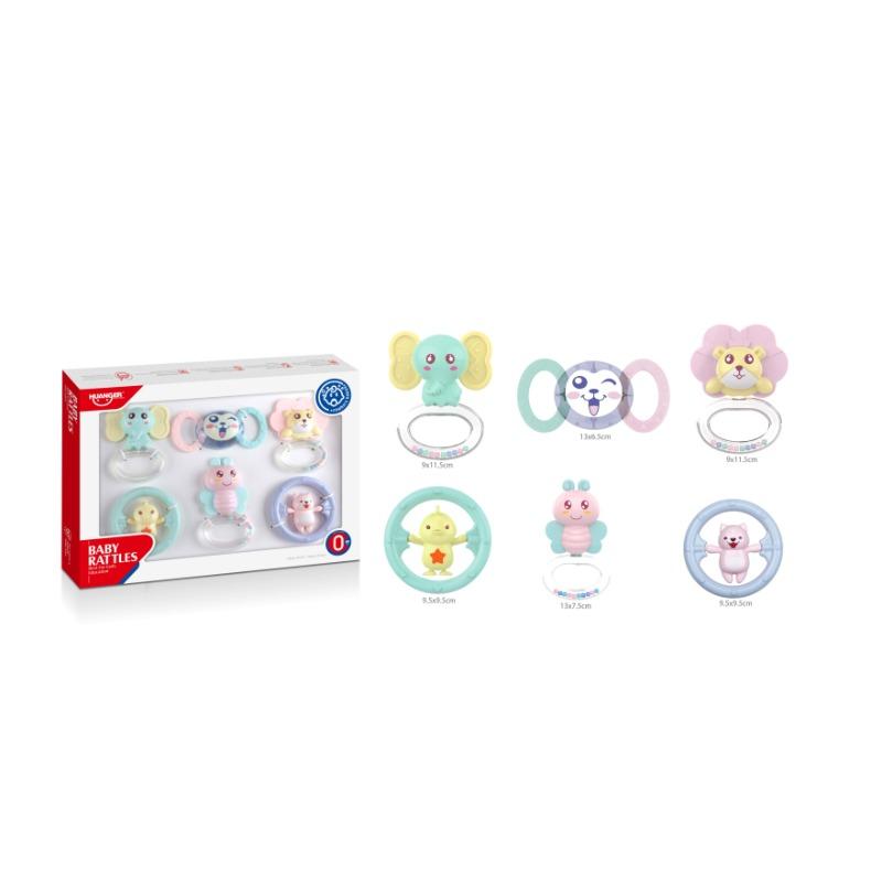 Huanger Teether Rattle Toys Set Pink - 6 Pcs