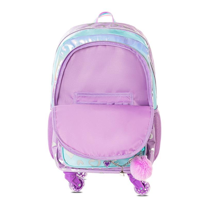 Eazy Kids 4-wheel Trolley 17" School Bag Set of 3 - Love Purple