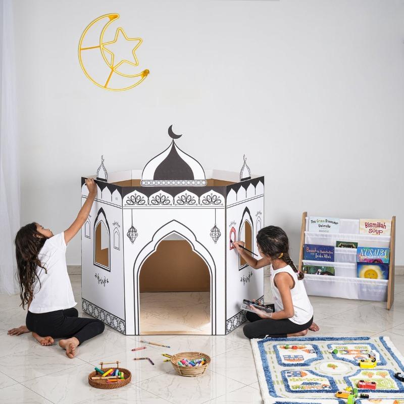 HilalFul Cardboard Mosque Coloring - Black and White