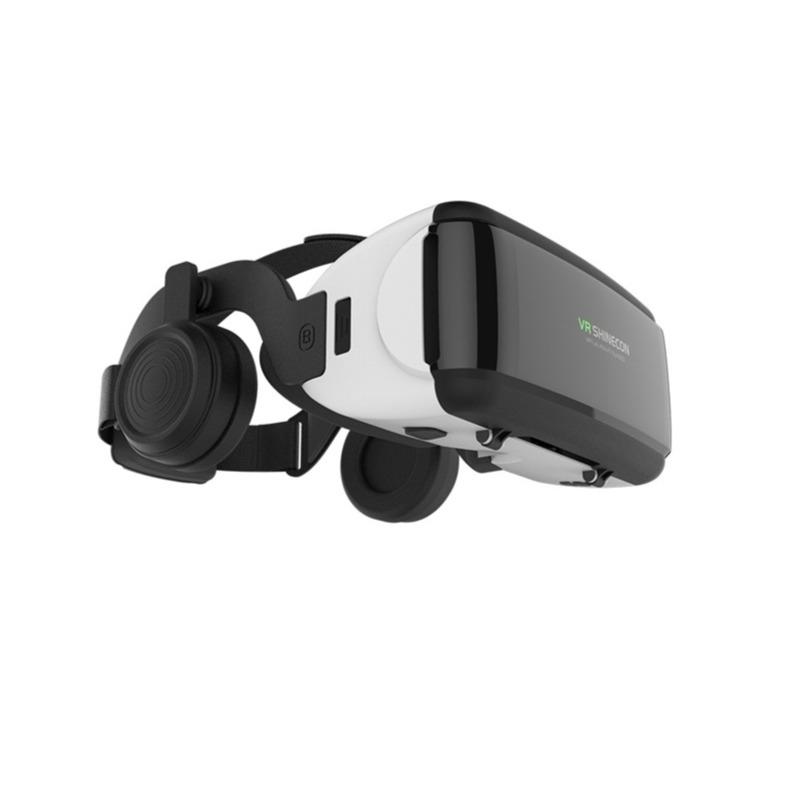 Vr Shinecon 3D Glasses Headset with Headphone - Black & White