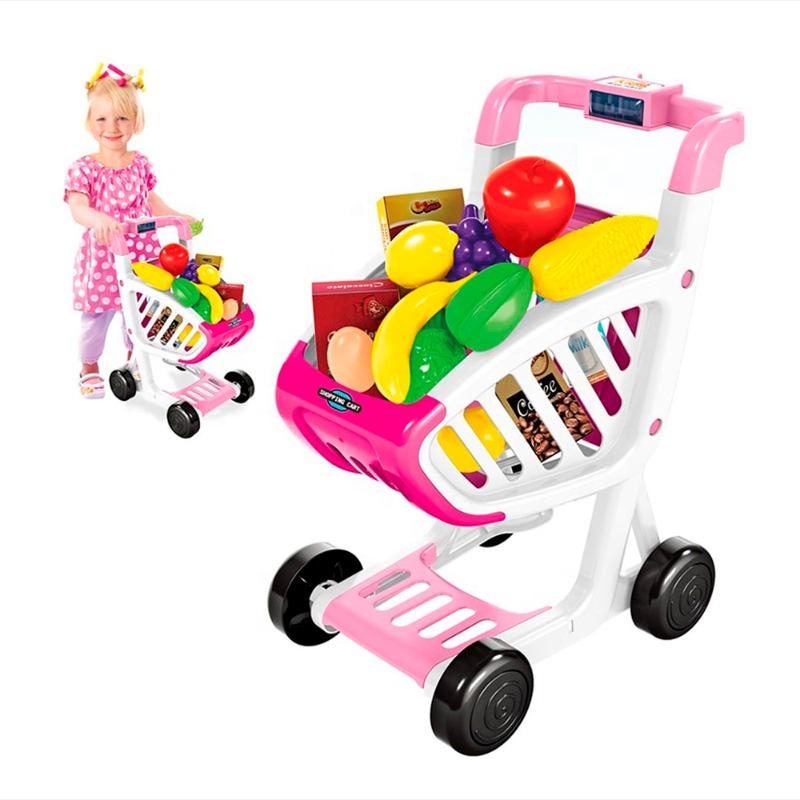 Kids Supermarket Shopping Cart 41 Pcs - Pink