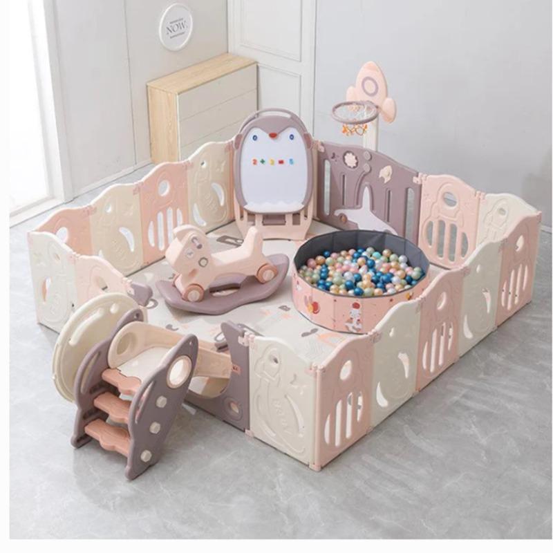 Foldable Playpen with Rocking Horse Play Set