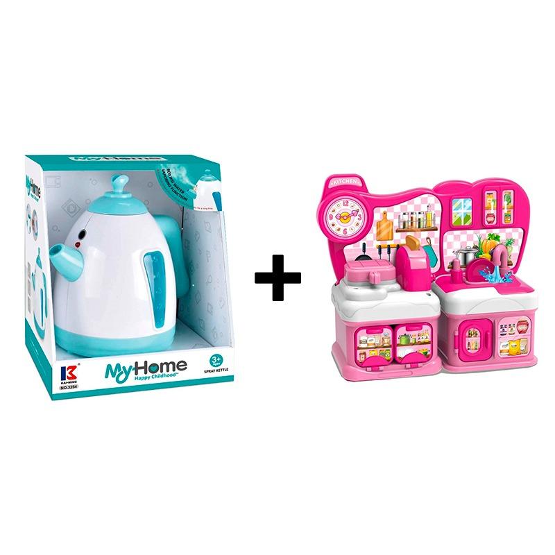 Buy 1 Get 1 Interactive Spray Kettle Toy + little Chef Kitchenware Set