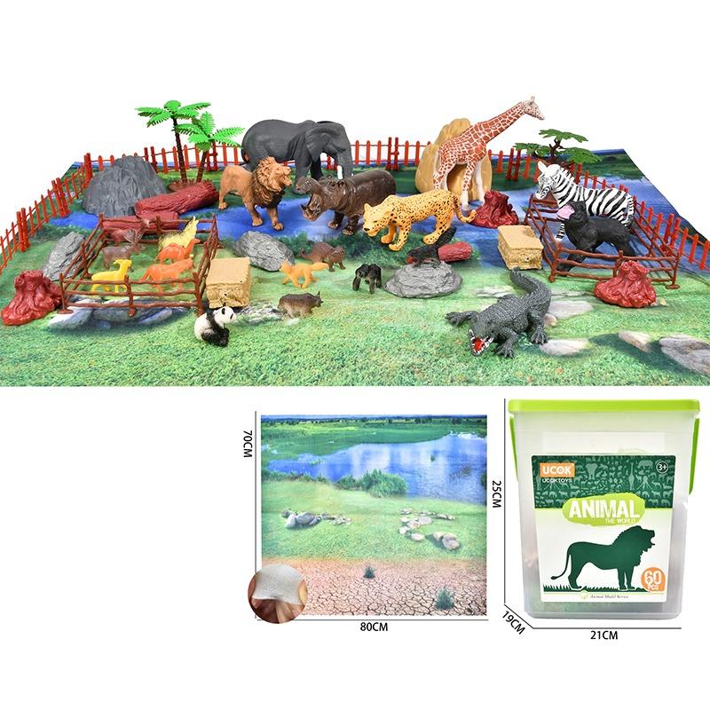 Animals Figure Set 60 Pcs With Non Woven Map