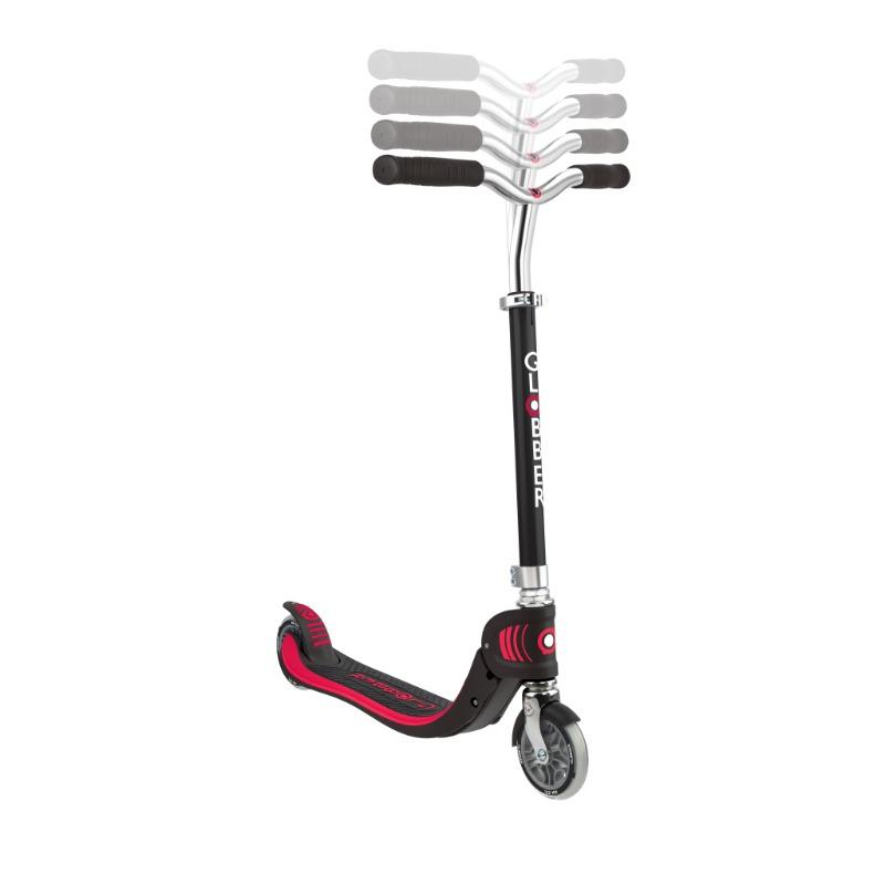Globber Flow 125 Foldable Kick Scooter - Adjustable Lightweight Scooter for Kids - Black