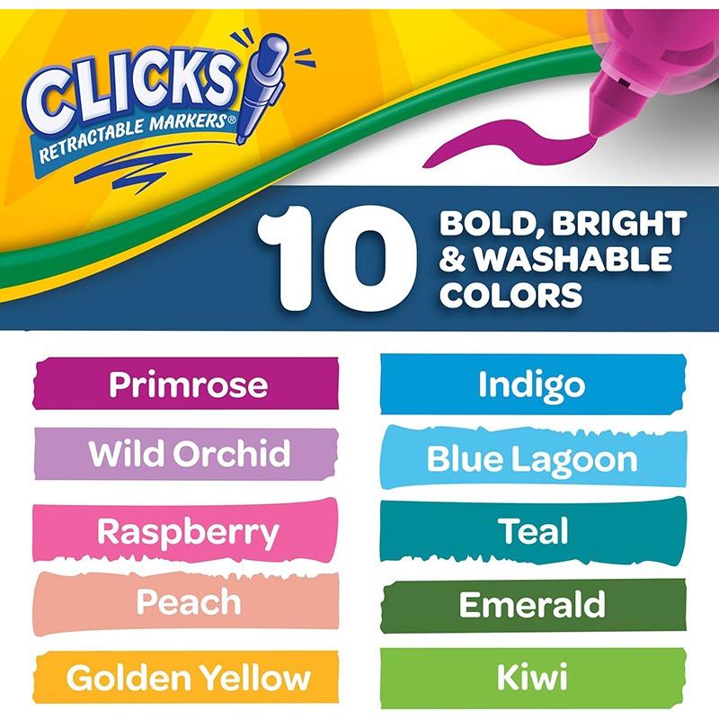 كرايولا - اقلام ماركر قابلة للسحب من كليكس قابلة للغسل 10 قطع