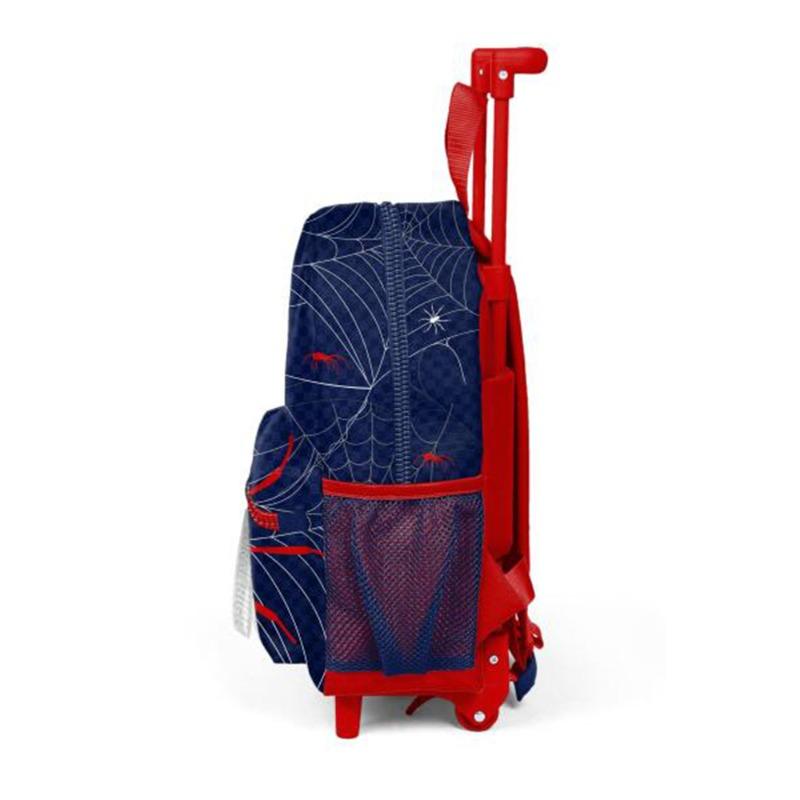 Small Spider Print Wheeled Backpack In Dark Blue