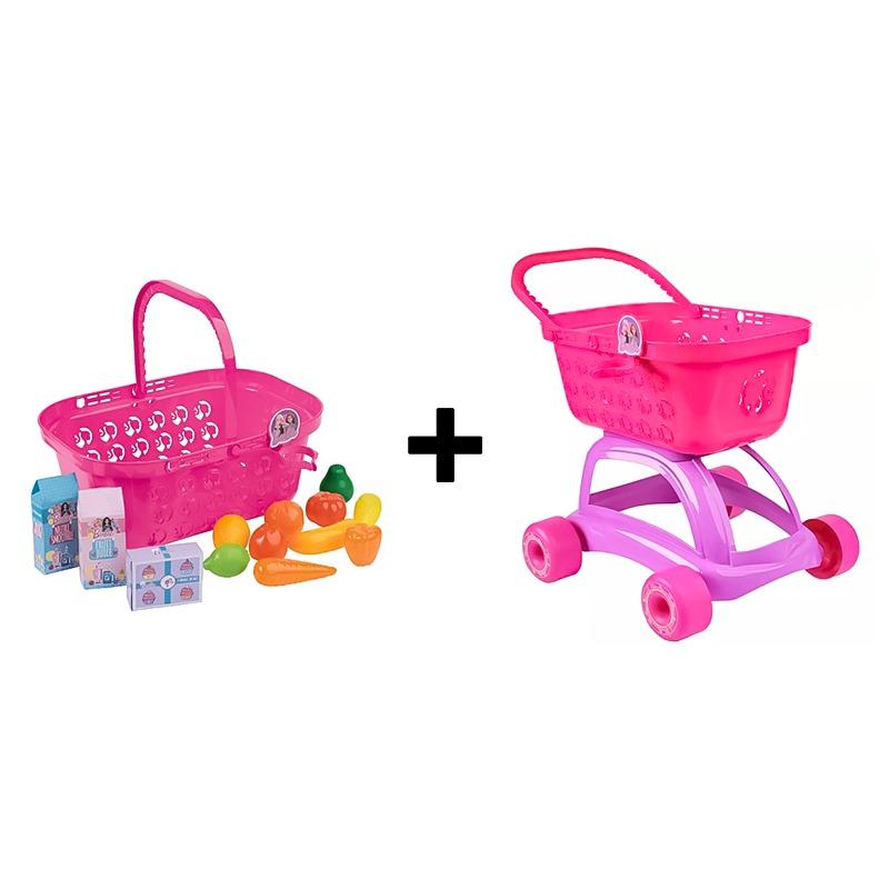 Buy 1 Get 1 Barbie Shopping Basket + Barbie Shopping Trolley 2 In 1