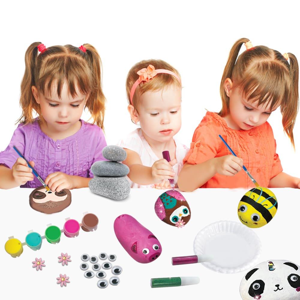 مجموعة الرسم والتلوين على الصخور بتصميم الحيوانات