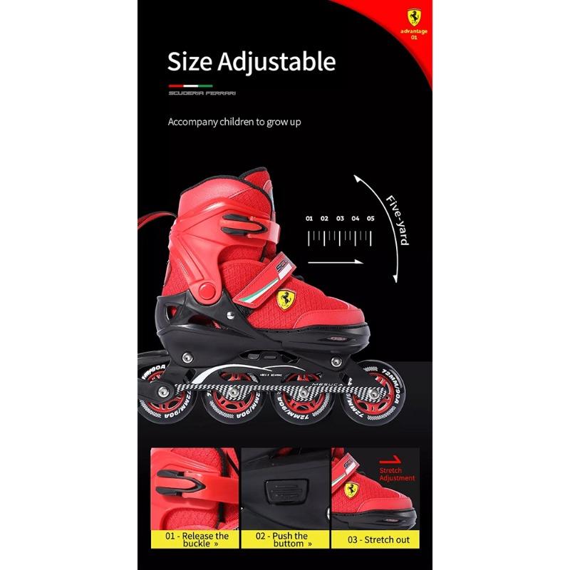 Ferrari Adjustable Inline Skates Red Color