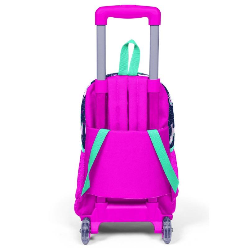 Coral High Kids Trolley Backpack Unicorn Patterned Navy Blue Pink
