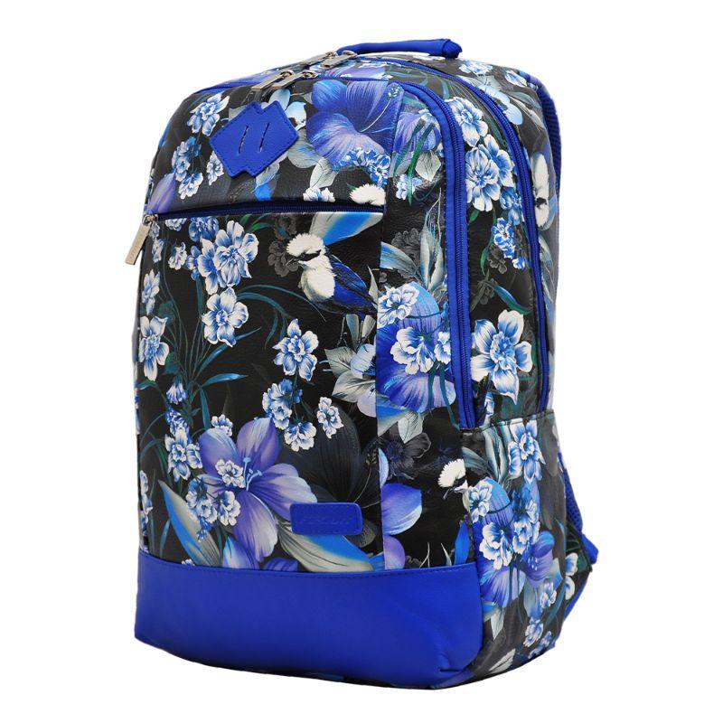 فيوجن - حقيبة ظهر بيضاوية الشكل بجيب أمامي لون أزرق و أسود