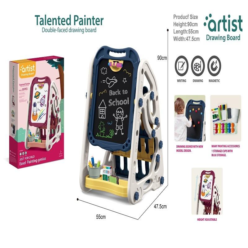 Double Sided Drawing Board With White Bookshelf