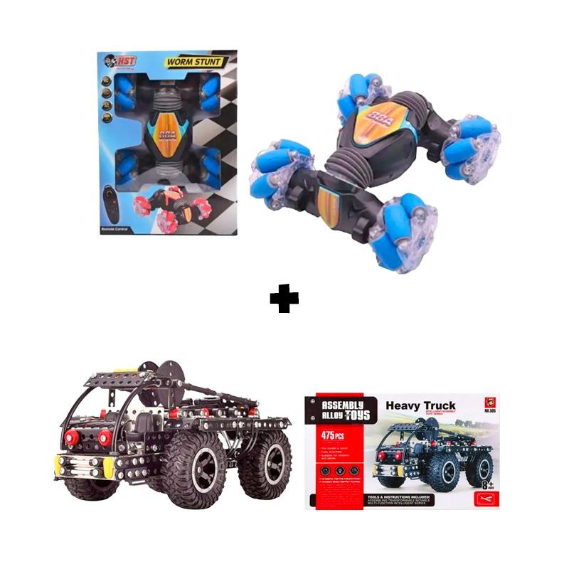 Truck Building Playset + Mini Drift Stunt Car