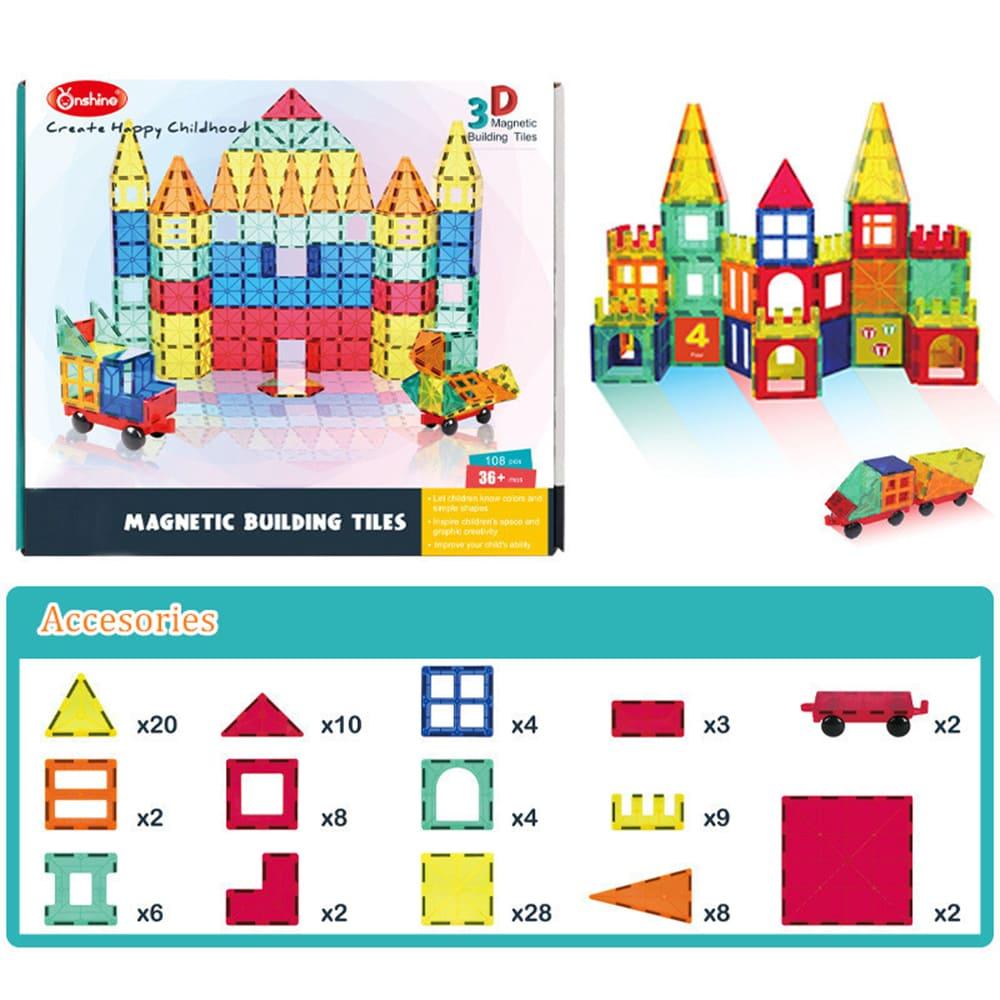 On Shine 3D Magnetic Building Tiles 108 Pcs