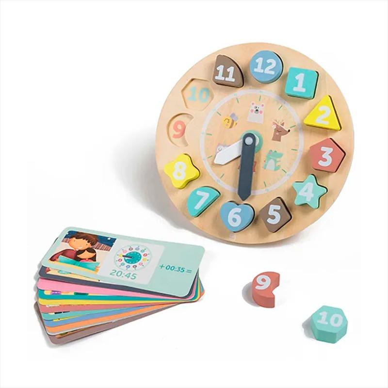 يوريكا كيدز - بازل الساعة الخشبية مع بطاقات الأنشطة التعليمية